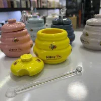 ظرف عسل لاکچری ، قاشق شیشه‌ای