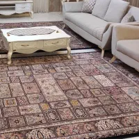 فرش طرح خشتی سورمه ای گردویی