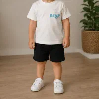 تیشرت شلوارک بچه گانه اسپورت پنبه تک طرح بلو