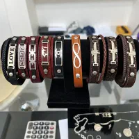 دستبند چرمی نقره