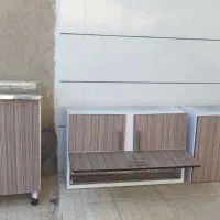 کابینت فلزی اشپزخانه۸تیکه باهود شیشه ای