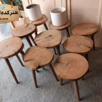 سه پایه چوبی گلدان روستیک و حصیری