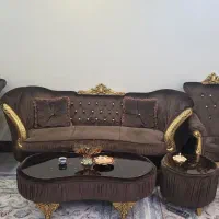 مبل شز لون 7 نفره با میزان وسط و عسلی و 4 تا صندلی
