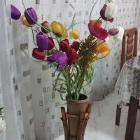 گل مصنوعی همراه گلدان بامبو