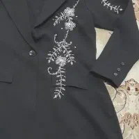 مانتو عبایی مجلسی مشکی کت توربان اربعین جواهردوزی
