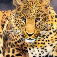 تابلوی رنگ و روغن پلنگ