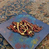 تابلو کالیگرافی پتینه مخمل طرح ایران بافرش دستباف