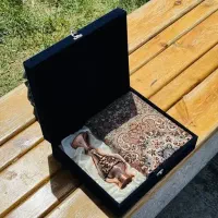 ست اداری گلدان مسی الماس تراش با ترمه اعلا