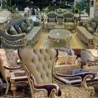 مبل کلاسیک با کلاف تمام چوب راش