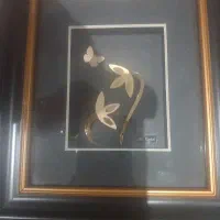 تابلو گل پروانه با ورق ۲۴ عیار طلا