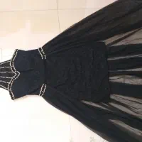 لباس مجلسی بلند مشکی زنانه سایز ۴۲ سنگ‌دوزی شده ام