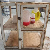 قفس دو طبقه چوبی (مرغ، کبوتر، پرنده)