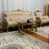مبل استیل طلایی ۹ نفره با ناهارخوری ۴ نفره