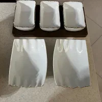 ست پذیرایی سرامیکی سفید با لبه طلایی