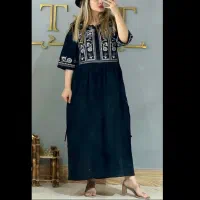پیراهن ساحلی پارچه لینن فری سایز تا 46