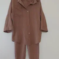 ست لباس شلوار لی  مام   بگ   مانتو شومیز ساحلی