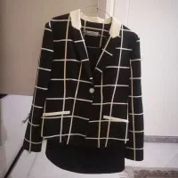 کت و دامن کرپ چهارخونه مجلسی