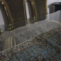 میز ناهار خوری ورق طلا هشت نفره