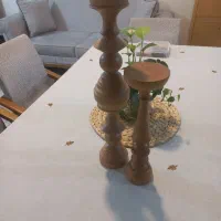 سه عدد شمعدان چوبی دست ساز خودرنگ
