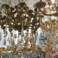 لوستر برنزی ده شاخه بیست لاله