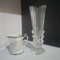 گلدان کریستال و جای شیر کوچک