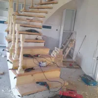 ساخت پله گرد تمام چوب نرده چوبی