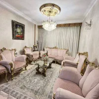 مبل استیل صدفی ۹نفره چوب راش تشک دوبل