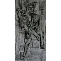 اثر هنری تک نسخه با مداد نوکی  قاب شده و ویژه دکور