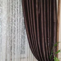 پرده تور ترک و دوعدد کناره جنس لمه و شاین