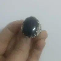 انگشتر نقره دست ساز جزع یمن مشکی