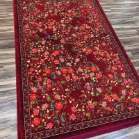 فرش زیبای طرح گلبهار لاکی قرمز