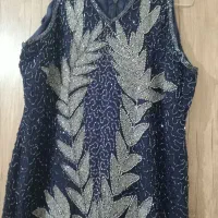 لباس مجلسی تمام نگین سرمه ای نو