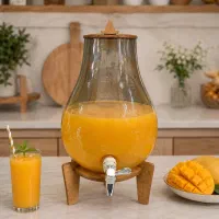 کلمن شیشه‌ای  پایه چوب در طرح های مختلف