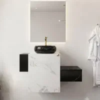 روشویی سرامیکی مدرن مشکی سفید باجای دکور کد ZN1031
