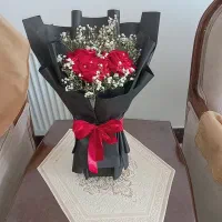 گل روبانی قرمز+عروس سفید