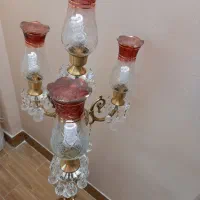 آباژور برنز قدیمی اصل ۴ شاخه و۴شعله با لاله اصل