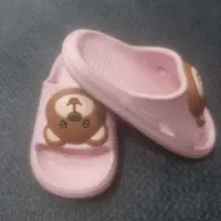 دمپایی بچگانه خرسی صورتی مدل اسپرت
