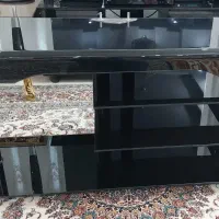 میز تلویزیون مشکی شیشه ای