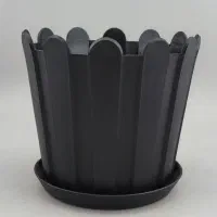 گلدان پلاستیکی طرح نرده ای سایز 18 مشکی