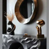آینه کنسول لاکچری فلز و چوب سفارشی