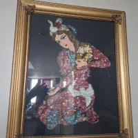 قاب چوبی ،تعدادی تابلو قدیمی کار دست با قاب چوبی