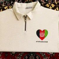 تیشرت یقه زیپ طرح پرچم افغانستان و ....