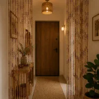 یک جفت پرده ریسه ای با مهره چوبی فوق العاده شیک
