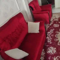 مبل چهارنفره و تخت فلزی یک نفره با تشک