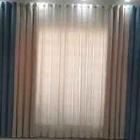 فروش پرده پانچ کرم و آبی  تمیز و نو