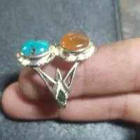 انگشتر دست ساز نقره دو نگین هیولا