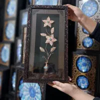 تابلو گل مسی با گلدان فیروزه