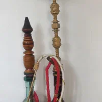 دو عدد قلیون چوب گردو و برنجی