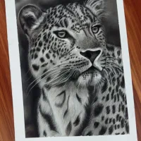 نقاشی سیاه قلم پلنگ