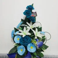 گل مصنوعی نو رنگ ابی